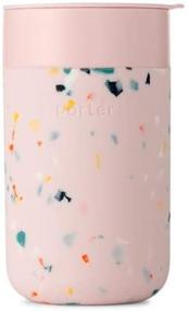 img 4 attached to W&P Porter Travel Coffee Mug, 16 oz Terrazzo Blush, Silicone Sleeve, Reusable Tea Cup, Portable Ceramic with BPA-Free Lid, Dishwasher Safe, On-the-Go