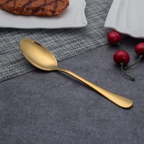 img 1 attached to 🍽️ Berglander Golden Flatware Set - 20 Piece Stainless Steel with Titanium Gold Plating: Shiny Gold Cutlery Set for 4