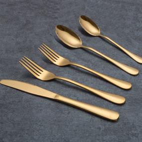 img 3 attached to 🍽️ Berglander Golden Flatware Set - 20 Piece Stainless Steel with Titanium Gold Plating: Shiny Gold Cutlery Set for 4