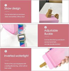 img 1 attached to 🍦 Cute Ice Cream Popsicle Water Bottle - 300ML with Straw, Adjustable Shoulder Strap | Kawaii, Leakproof BPA Free Drinking Bottle for Kids, Travel and Sports (Pink)