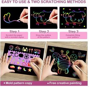 img 1 attached to 🎁 109 Piece Pigipigi Magic Scratch Off Craft Drawing Supply Rainbow Scratch Paper Art Kit - Perfect for DIY Party Activity, Gift Set for Boys and Girls for Birthdays and Christmas