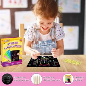 img 3 attached to 🎁 109 Piece Pigipigi Magic Scratch Off Craft Drawing Supply Rainbow Scratch Paper Art Kit - Perfect for DIY Party Activity, Gift Set for Boys and Girls for Birthdays and Christmas