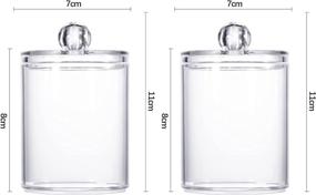 img 3 attached to 🛁 KMEIVOL Qtip Holder, Set of 2 Apothecary Jars, Clear Acrylic Cotton Ball Holder, Bathroom Organizer, Canisters with Lids for Cotton Swabs, Balls, Q-Tips, Makeup Brushes