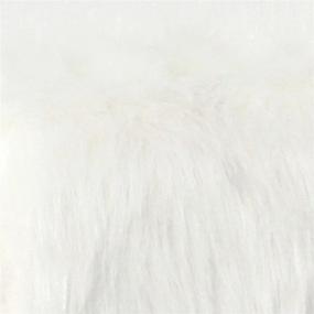 img 1 attached to Chic and Cozy HomePop Faux Fur Square Stool: White, Wood Legs