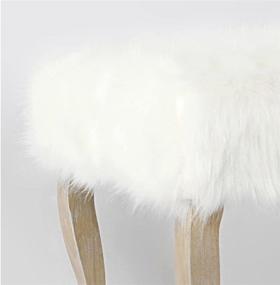 img 3 attached to Chic and Cozy HomePop Faux Fur Square Stool: White, Wood Legs