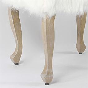 img 2 attached to Chic and Cozy HomePop Faux Fur Square Stool: White, Wood Legs