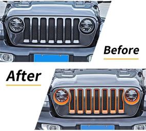 img 2 attached to 🔸 SEO-Optimized JeCar Orange Front Grill Inserts & Headlight Trim Cover for 2018-2021 Jeep Wrangler JL & Unlimited Exterior Accessories