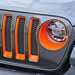 img 1 attached to 🔸 SEO-Optimized JeCar Orange Front Grill Inserts & Headlight Trim Cover for 2018-2021 Jeep Wrangler JL & Unlimited Exterior Accessories
