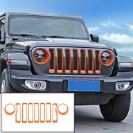 🔸 seo-optimized jecar orange front grill inserts & headlight trim cover for 2018-2021 jeep wrangler jl & unlimited exterior accessories logo