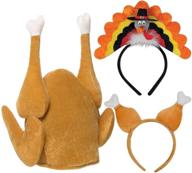 3 pack thanksgiving turkey headband drumsticks headband: festive roasted turkey hat and plush costume decorations for holiday parties and celebrations - party favor supplies logo