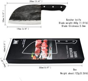 img 2 attached to 🔪 XYJ Serbian Chef Knife: Handmade, High Carbon Clad Steel Butcher Knife for Meat and Vegetable Cutting - Full Tang Handle, Perfect for Kitchen, Camping, and Hunting