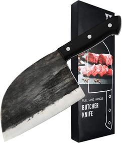 img 4 attached to 🔪 XYJ Serbian Chef Knife: Handmade, High Carbon Clad Steel Butcher Knife for Meat and Vegetable Cutting - Full Tang Handle, Perfect for Kitchen, Camping, and Hunting