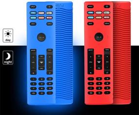 img 4 attached to 📺 Premium 2-Piece Protective Case for Vizio XRT136 Smart TV Remote | Shockproof Silicone Cover | Washable & Anti-Lost | Red+Glow Blue | Remote Loop Included