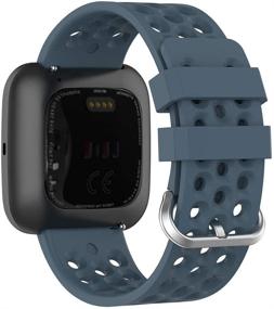 img 3 attached to 🔵 Meifox Bands - Compatible with Fitbit Versa, Fitbit Versa 2, and Fitbit Versa Lite Edition, Cyan Large Silicone Breathable Band