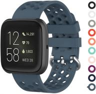 🔵 meifox bands - compatible with fitbit versa, fitbit versa 2, and fitbit versa lite edition, cyan large silicone breathable band logo