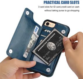 img 2 attached to 📱 iPhone 8 Wallet Case with Card Holder - OT ONETOP Premium PU Leather Kickstand Cover | iPhone 7 / SE(2020) | Double Magnetic Clasp, Card Slots | Durable Shockproof, 4.7 Inch (Blue)