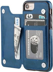 img 4 attached to 📱 iPhone 8 Wallet Case with Card Holder - OT ONETOP Premium PU Leather Kickstand Cover | iPhone 7 / SE(2020) | Double Magnetic Clasp, Card Slots | Durable Shockproof, 4.7 Inch (Blue)