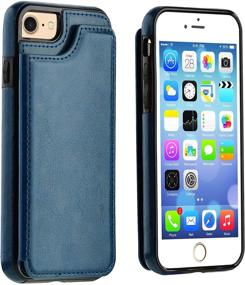 img 3 attached to 📱 iPhone 8 Wallet Case with Card Holder - OT ONETOP Premium PU Leather Kickstand Cover | iPhone 7 / SE(2020) | Double Magnetic Clasp, Card Slots | Durable Shockproof, 4.7 Inch (Blue)