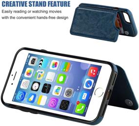 img 1 attached to 📱 iPhone 8 Wallet Case with Card Holder - OT ONETOP Premium PU Leather Kickstand Cover | iPhone 7 / SE(2020) | Double Magnetic Clasp, Card Slots | Durable Shockproof, 4.7 Inch (Blue)