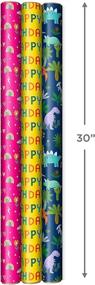 img 3 attached to 🎁 Подарочная оберточная бумага Hallmark Kids Birthday (3 рулона: 75 кв. футов итого) – Розовые радуги, Синие динозавры, Желтые "С Днем Рождения" – Лучшая для SEO