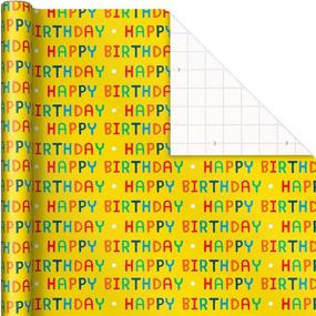 img 1 attached to 🎁 Hallmark Kids Birthday Wrapping Paper (3 Rolls: 75 sq. ft. ttl) – Pink Rainbows, Blue Dinosaurs, Yellow 'Happy Birthday' – Best for SEO