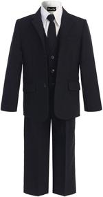 img 2 attached to 👔 Stylish OLIVIA KOO Boys Solid 5-Piece Formal Suit Set: Complete with Matching Neck Tie