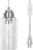 dewenwils plug in pendant light with water ripple glass shade and 15ft brushed nickel cord, perfect for living room, bedroom, and dining hall, etl listed logo