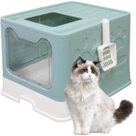 large cat litter box with lid - foldable top entry design, 🐾 includes tray & pet plastic scoop - portable, easy to clean, odor-free (box) logo