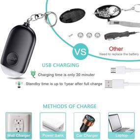img 3 attached to 🚨 USB Rechargeable Personal Alarm Keychain - 130dB Self Defense Security Alarm with Emergency LED Light for Women, Kids, and Elderly - Ensures Safety and Sound