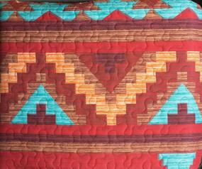 img 2 attached to Western Southwestern Native Indian American 6 Piece Bedding Quilt Bedspread and Fitted Sheet Set - Turquoise Red Orange Brown (6PC King). No Flat Sheet Included!