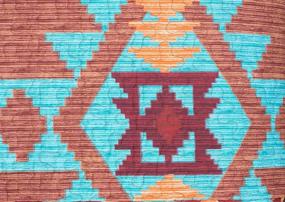 img 1 attached to Western Southwestern Native Indian American 6 Piece Bedding Quilt Bedspread and Fitted Sheet Set - Turquoise Red Orange Brown (6PC King). No Flat Sheet Included!
