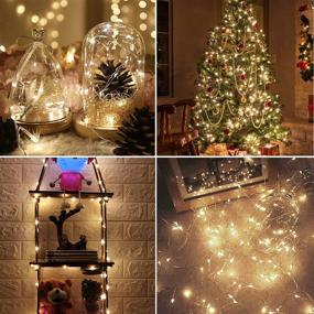 img 1 attached to 🔋 Battery Operated Fairy Lights with Remote Control - Waterproof Copper Wire String Lights, Twinkle Lights for DIY Party Bedroom Patio Decor - 2 Sets of 33FT 100 LED Lights in Warm White