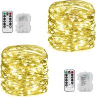 🔋 battery operated fairy lights with remote control - waterproof copper wire string lights, twinkle lights for diy party bedroom patio decor - 2 sets of 33ft 100 led lights in warm white логотип