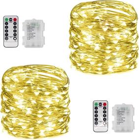 img 4 attached to 🔋 Battery Operated Fairy Lights with Remote Control - Waterproof Copper Wire String Lights, Twinkle Lights for DIY Party Bedroom Patio Decor - 2 Sets of 33FT 100 LED Lights in Warm White