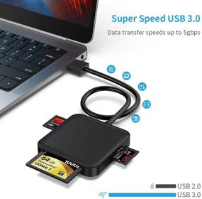 img 2 attached to Portable USB 3.0 4-in-1 Card Reader for CF/MS/SD/SDXC/SDHC/Micro SD/Micro SDHC/UHS-I Camera Memory Cards (5Gbps) - Ideal USB SD Card Reader for Computer/Mac with 13in USB Cable