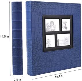 img 3 attached to 🔵 Yarlung Large PU Leather 4 x 6 Inches Photo Album with 600 Black Pages, Sewn Bonded Slots for Wedding, Family, Anniversary Photos - Blue