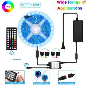 img 2 attached to 🌈 50ft/15M LED Strip Lights Kit: Bright RGB Flexible Non-Waterproof Tape Lights with Remote – Ideal for Indoors, Outdoors, Under Cabinet Lighting in Bedroom or Living Room