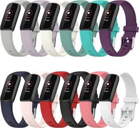 img 4 attached to 🌈 12 Colors Soft Silicone Sport Bands for Fitbit Luxe - Waterproof & Quick Release Wristbands for Luxe Fitness Tracker | Durable & Comfortable (Small)