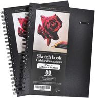 📚 lytek premium hardcover sketch book, 2 pack 9"x12" with spiral wire and pencil loop, total 160 sheets of acid free drawing paper, perfect for pen, colored pencil, pastel, graphite - ideal for artists and sketching logo