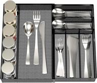 🍴 jane eyre sturdy utensil drawer organizer: premium cutlery tray with non-slip rubber feet - black логотип