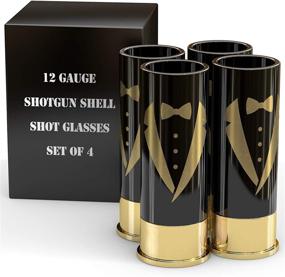 img 3 attached to 🥃 Stylish 12 Gauge Shot Glasses Set - Perfect for Groomsmen in Tuxedos