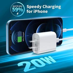 img 1 attached to 🍎 Премиум комплект для быстрой зарядки iPhone с сертификатом Apple MFi - iGENJUN 20W USB C настенное зарядное устройство с PD 3.0 для iPhone 12/12 Pro/11, Galaxy, Pixel, AirPods Pro-Белый