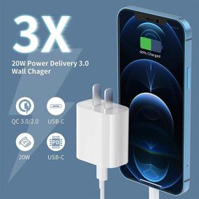 img 2 attached to 🍎 Премиум комплект для быстрой зарядки iPhone с сертификатом Apple MFi - iGENJUN 20W USB C настенное зарядное устройство с PD 3.0 для iPhone 12/12 Pro/11, Galaxy, Pixel, AirPods Pro-Белый