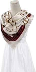 img 1 attached to Satin Large Square Head Scarf: QBSM 35'' Silk Feel Neck Scarves, Hair Wraps & Sleepwear for Women