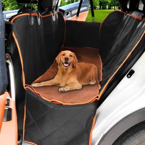 img 1 attached to Fragralley Dog Seat Cover: Detachable & Adjustable Hammock for Car Trucks Back Seat with Waterproof Sherpa Fleece Mat - Pet Seat Protector for SUV