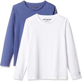 img 3 attached to 👦 Kid Nation Boys' Long Sleeve Crew Neck T-Shirt: A Perfect Addition to Boys' Clothing Collection