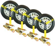 secure your vehicle with vulcan car tie down - lasso style - 2 inch x 96 inch, 4 pack - classic yellow - 3,300 pound safe working load logo