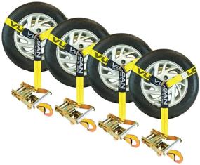 img 4 attached to Secure Your Vehicle with VULCAN Car Tie Down - Lasso Style - 2 Inch x 96 Inch, 4 Pack - Classic Yellow - 3,300 Pound Safe Working Load