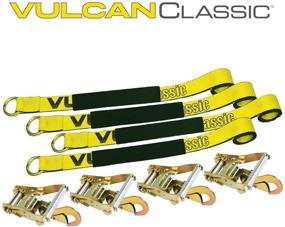 img 3 attached to Secure Your Vehicle with VULCAN Car Tie Down - Lasso Style - 2 Inch x 96 Inch, 4 Pack - Classic Yellow - 3,300 Pound Safe Working Load