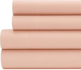 img 3 attached to 🛏️ Briarwood Home 100% Cotton Bed Sheet Set - Super Soft & Crisp Luxury Linen in Blush Pink - 4 Piece Set - Ultra Smooth & Breathable - Easy Fit for King Size Bed